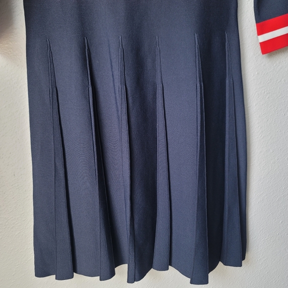 Tommy Hilfiger Knit Fit and Flare Pleated Sweater Dress Size Small Color Navy - Picture 5 of 10